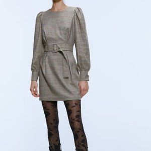 Zara Voluminous Plaid Dress